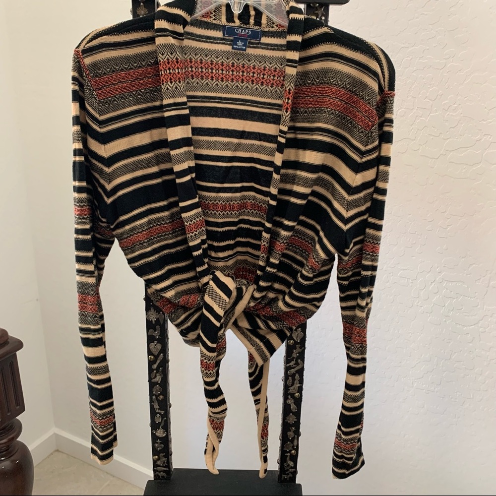 Chaps Denim Ladies Tie Front Sweater L